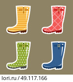 Stickers gumboots. Vector. Стоковая иллюстрация, агентство Ingram Publishing / Фотобанк Лори