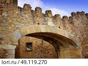 Caceres Arco de la Estrella Star arch in Spain entrance to monumental city. Стоковое фото, агентство Ingram Publishing / Фотобанк Лори