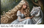 С белым тигром. Стоковое AI-видео, аниматор Антонина Тарасова / Фотобанк Лори