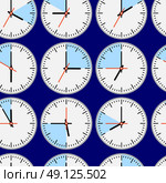 Seamless repeating pattern of the  clocks,  dial and hands. Стоковая иллюстрация, агентство Ingram Publishing / Фотобанк Лори