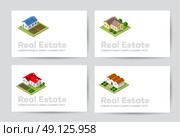 Templates of business cards for real estate agencies, city portals, construction firms and design presentations. Стоковая иллюстрация, агентство Ingram Publishing / Фотобанк Лори