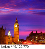 Big Ben Clock Tower in London England. Стоковое фото, агентство Ingram Publishing / Фотобанк Лори