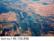 Aerial of Embalse Santolea Dam in Aragon of Spain. Стоковое фото, агентство Ingram Publishing / Фотобанк Лори