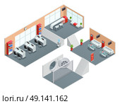 Bank Interior Design. Color isometric design of bank room safe foyer manager vector illustration. Стоковая иллюстрация, агентство Ingram Publishing / Фотобанк Лори