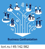 Business Confrontation Flat Graphic Design . Constructive business confrontations for succeessful common goals and profitable solutions flat graphic design poster abstract vector illustration. Стоковая иллюстрация, агентство Ingram Publishing / Фотобанк Лори