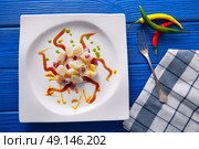 Ceviche recipe modern gastronomy style molecular cuisine. Стоковое фото, агентство Ingram Publishing / Фотобанк Лори