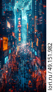 Explore a futuristic hallway, featuring vibrant neon lighting and highly reflective surfaces that enthrall. Стоковое AI-изображение, AI-художник Anastasy Yarmolovich / Фотобанк Лори