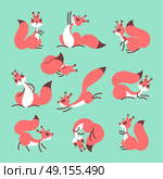 Cartoon cute squirrel. Little funny squirrels. Vector illustration. Cartoon cute squirrel. Little funny squirrels. Vector illustration grouped and layered for easy editing. Стоковая иллюстрация, агентство Ingram Publishing / Фотобанк Лори