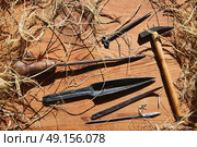 Esparto halfah grass crafts workshop tools traditional. Стоковое фото, агентство Ingram Publishing / Фотобанк Лори