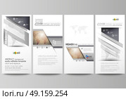 The minimalistic abstract vector illustration of the editable layout of four modern vertical banners, flyers design business templates. Global network connections, technology background with world map. The minimalistic abstract vector illustration of the editable layout of four modern vertical banners, flyers design business templates. Global network connections, technology background with world map. Стоковая иллюстрация, агентство Ingram Publishing / Фотобанк Лори