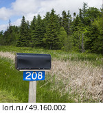 Mailbox in grassy field, Kensington, Prince Edward Island, Canada. Стоковое фото, агентство Ingram Publishing / Фотобанк Лори