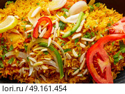Chicken Biryani indian recipe closeup macro detail texture. Стоковое фото, агентство Ingram Publishing / Фотобанк Лори
