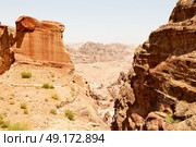 from high  the antique site of petra in jordan the beautiful wonder of the world. Стоковое фото, агентство Ingram Publishing / Фотобанк Лори