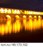 in iran   the old bridge of isfahan for light and night. Стоковое фото, агентство Ingram Publishing / Фотобанк Лори