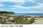 Beautiful beach on Skiathos island in Greece, windy summer day in June. Стоковое фото, агентство Ingram Publishing / Фотобанк Лори
