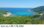 Beautiful beach on Skiathos island in Greece, windy summer day in June. Стоковое фото, агентство Ingram Publishing / Фотобанк Лори