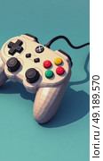 A pixel-art inspired 3D game controller icon with retro colors, slight tilt for dynamic perspective, nostalgic vibe. Стоковое AI-видео, аниматор Sergey Grishin / Фотобанк Лори