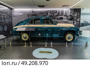 Stunningly restored vintage automobile GAZ-M20 Pobeda from the 1940s is magnificently showcased in Gorky Automobile Plant museum in Nizhniy Novgorod. Редакционное фото, фотограф Константин Григорьев / Фотобанк Лори