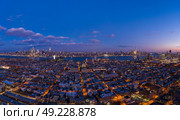 Urban Cityscape of Lower Manhattan, Jersey City and Hudson River. New York in the Evening Twilight. Aerial View. United States of America. (2021 год). Стоковое фото, фотограф Максим Забаровский / Фотобанк Лори