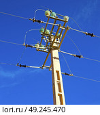   utility pole in africa morocco energy and distribution pylon. Стоковое фото, агентство Ingram Publishing / Фотобанк Лори