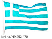 waving greece flag  in the   blue sky and      flagpole. Стоковое фото, агентство Ingram Publishing / Фотобанк Лори