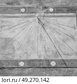in italy sundial and gnomon antique historical medieval decoration wall. Стоковое фото, агентство Ingram Publishing / Фотобанк Лори