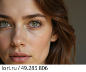 Портрет молодой женщины с серьезным выражением лица / Portrait of a young woman with a serious expression. Стоковое AI-изображение, AI-художник Валерий Лукин / Фотобанк Лори