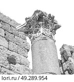 column    temple and theatre in ephesus   antalya turkey asia sky  the ruins. Стоковое фото, агентство Ingram Publishing / Фотобанк Лори