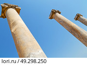 column    temple and theatre in ephesus   antalya turkey asia sky  the ruins. Стоковое фото, агентство Ingram Publishing / Фотобанк Лори