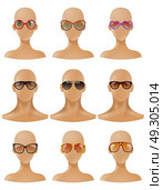 Mannequins Heads Display Sunglasses Realistic Set. Partial body parts realistic mannequins bald heads with fashionable sunglasses windows display collection  realistic isolated vector illustration . Стоковая иллюстрация, агентство Ingram Publishing / Фотобанк Лори