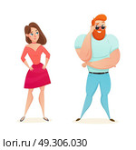 Athletic Macho Flirting With Young Girl . Cartoon figurines of athletic muscular macho flirting with young girl flat isolated vector illustration. Стоковая иллюстрация, агентство Ingram Publishing / Фотобанк Лори