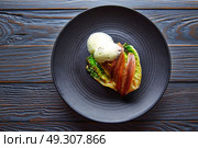Cantabrian anchovies with endive and vinaigrette air foam. Стоковое фото, агентство Ingram Publishing / Фотобанк Лори
