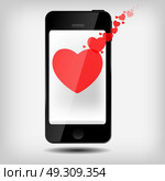 Abstract mobile phone with hearts vector illustration. Стоковая иллюстрация, агентство Ingram Publishing / Фотобанк Лори
