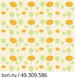 Palm trees, umbrellas seamless pattern. Vector illustration. Стоковая иллюстрация, агентство Ingram Publishing / Фотобанк Лори