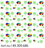 Palm trees, umbrellas seamless pattern. Vector illustration. Стоковая иллюстрация, агентство Ingram Publishing / Фотобанк Лори