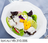Cod ceviche with mango and lime. Стоковое фото, фотограф Яков Филимонов / Фотобанк Лори