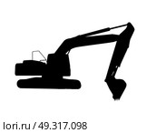 Vector Illustration of Working Excavator. Isolated on White Background.. Working Excavator. Isolated. Стоковая иллюстрация, агентство Ingram Publishing / Фотобанк Лори