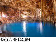Cenote Xkeken sinkhole near Valladolid in Yucatan Mexico. Стоковое фото, агентство Ingram Publishing / Фотобанк Лори
