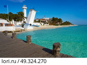 Puerto Morelos beach lighthouse in Riviera Maya at Mayan Mexico. Стоковое фото, агентство Ingram Publishing / Фотобанк Лори