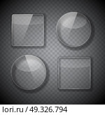 Glass Frame, Rectangular and Round Buttons on Checkered  Abstract Transparent Background. Vector Illustration. EPS10. Glass Frame, Rectangular and Round Buttons on Checkered  Abstrac. Стоковая иллюстрация, агентство Ingram Publishing / Фотобанк Лори