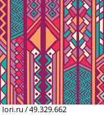 Tribal ethnic colorful bohemian pattern with geometric elements, African mud cloth, tribal design, vector illustration . Стоковая иллюстрация, агентство Ingram Publishing / Фотобанк Лори