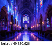 Old cathedral church in neogothic style. Стоковое AI-изображение, AI-художник Anastasy Yarmolovich / Фотобанк Лори