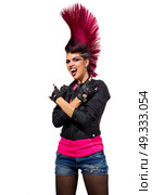 Young punk girl isolated on white. Стоковое фото, агентство Ingram Publishing / Фотобанк Лори