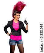 Young punk girl isolated on white. Стоковое фото, агентство Ingram Publishing / Фотобанк Лори