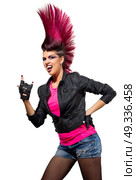 Young punk girl isolated on white. Стоковое фото, агентство Ingram Publishing / Фотобанк Лори