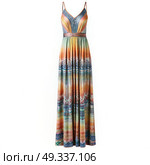 Maxi Dress Hanging on a White Hanger. Generative AI. Стоковое AI-изображение, AI-художник Roman Zavorotny / Фотобанк Лори