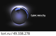 Cyber security and information protection. Protect mechanism, system privacy icon isolated on black. Cryptocurrency concept, information privacy idea, technology background. Vector illustration.. Cyber security and information protection. Protect mechanism, system privacy icon isolated on black. Cryptocurrency concept, information privacy idea, technology background. Vector illustration. Стоковая иллюстрация, агентство Ingram Publishing / Фотобанк Лори