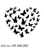 Beautifil Butterfly Heart Silhouette Isolated on White Background. Valentine s Day. Vector Illustration EPS10. Beautifil Butterfly Heart Silhouette Isolated on White Backgroun. Стоковая иллюстрация, агентство Ingram Publishing / Фотобанк Лори