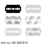 Metal Razor Blade Set and Silhouette Isolated on White Background. Vector illustration. Стоковая иллюстрация, агентство Ingram Publishing / Фотобанк Лори