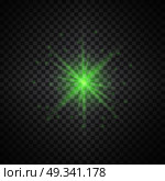 Vector green glowing lights on transparent background. Special effect light rays. Spark, star burst, flash. Spotlight flare. Illumination. Стоковая иллюстрация, агентство Ingram Publishing / Фотобанк Лори